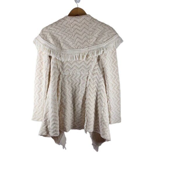 Angel of The North Ivory CHEVRON Fringe Cardigan Sweater Size Small - Picture 7 of 7